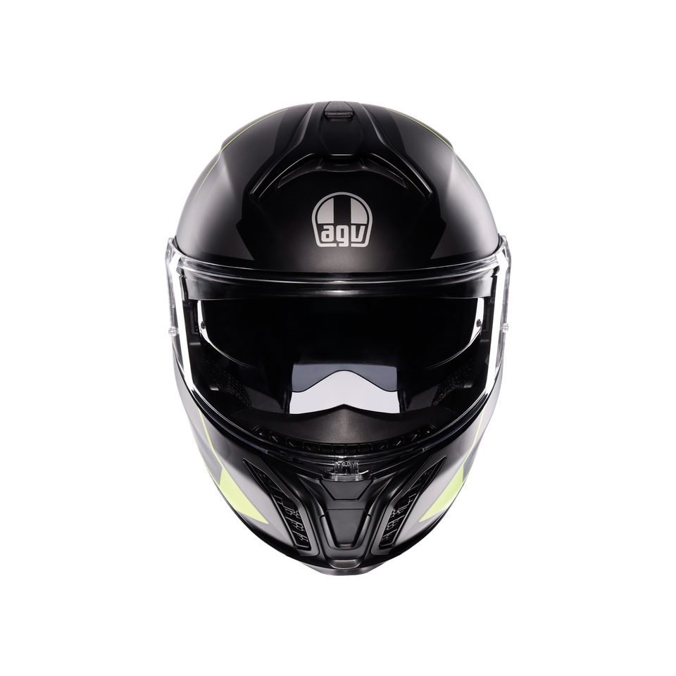 TOURMODULAR PERCEPTION MATT BLACK/YELLOW FLUO - MOTORBIKE FLIP UP HELMET E2206