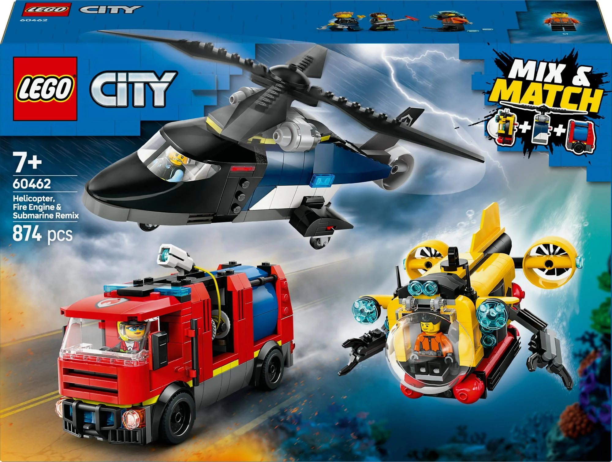 LEGO 60462 City Combination Set with Helicopter. Fire Truck and Submarine