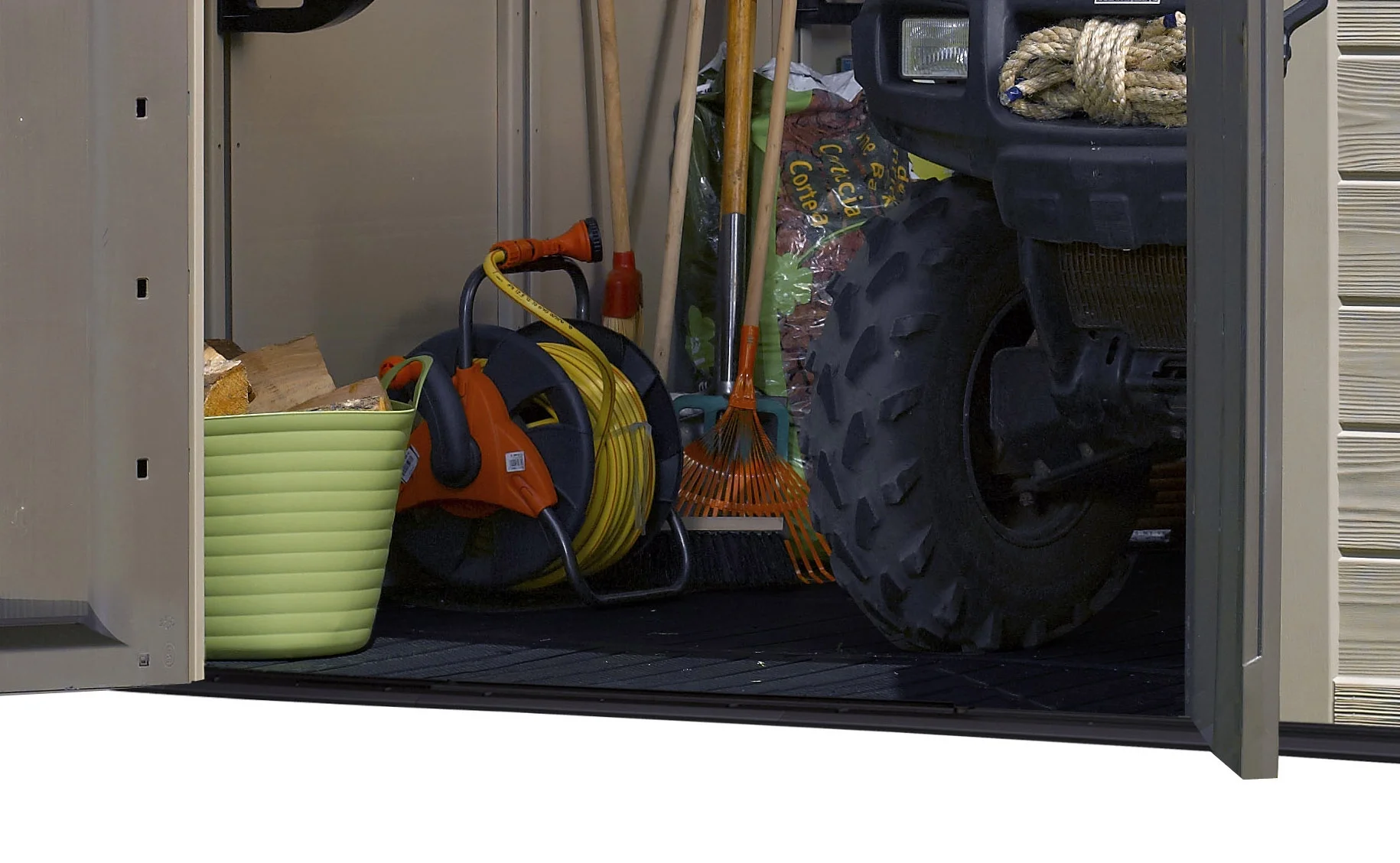 Keter Factor 8 x 11 Foot All Weather Resin Outdoor Storage Shed, Taupe