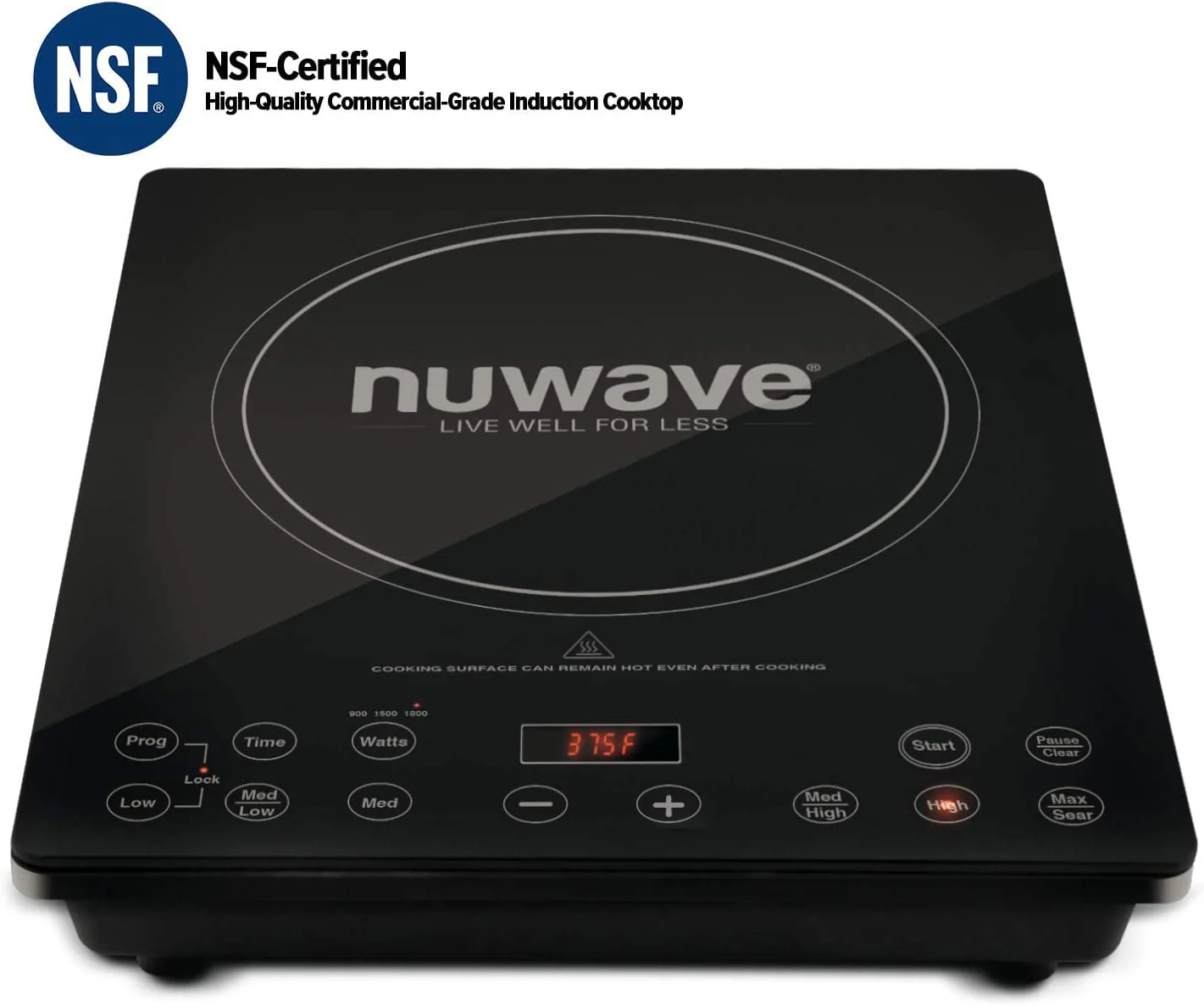 NuWave 1800w Precision Induction Cooktop 94 Temp Settings 100°F - 575°F in 5°F Portable Pro Chef Commercial-Grade NSF-Certified