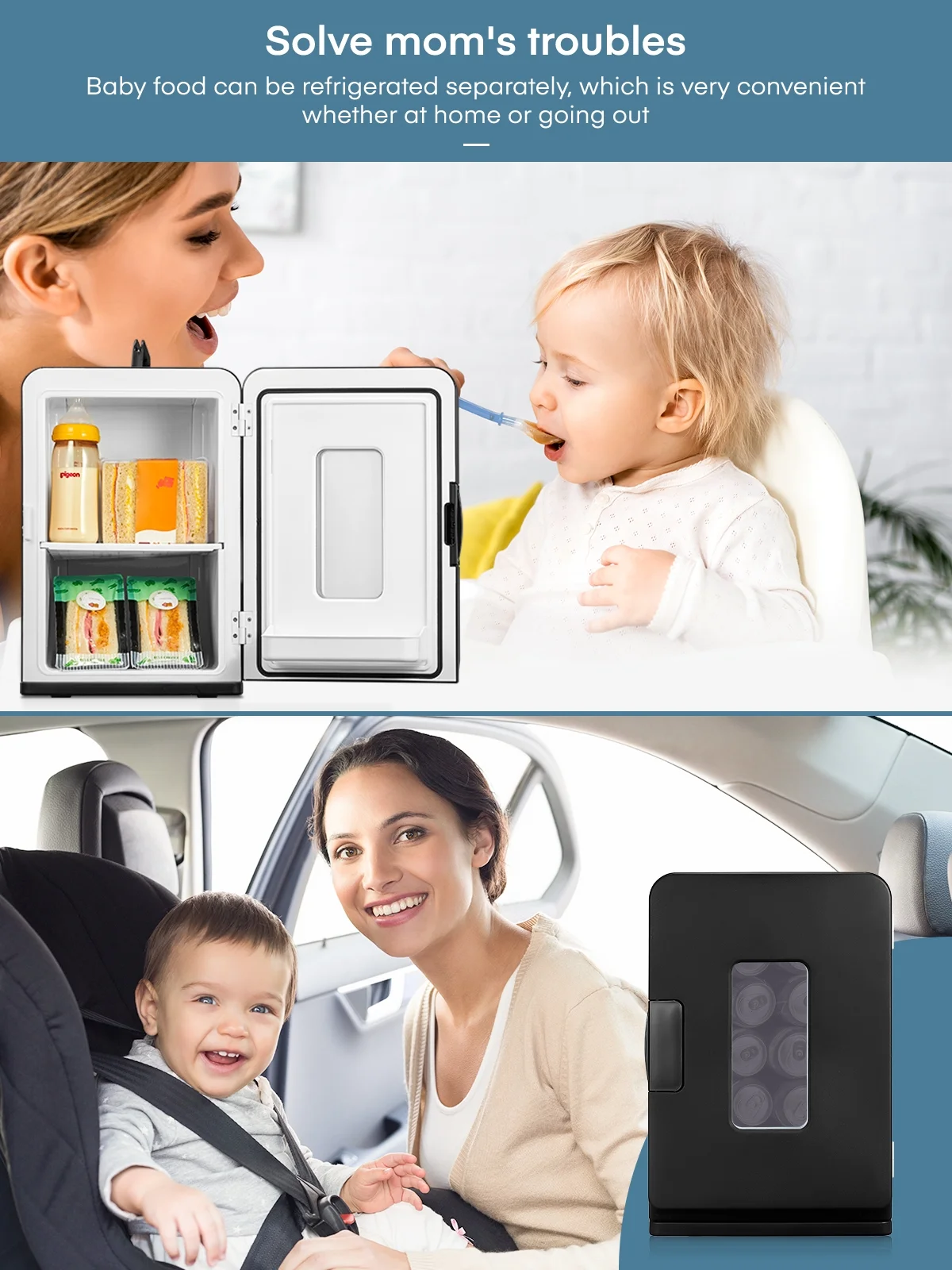 15L/21 Can Mini Fridge for Bedroom Refrigerator Cooler&Warmer, AC/DC, 1 Door, 11.8