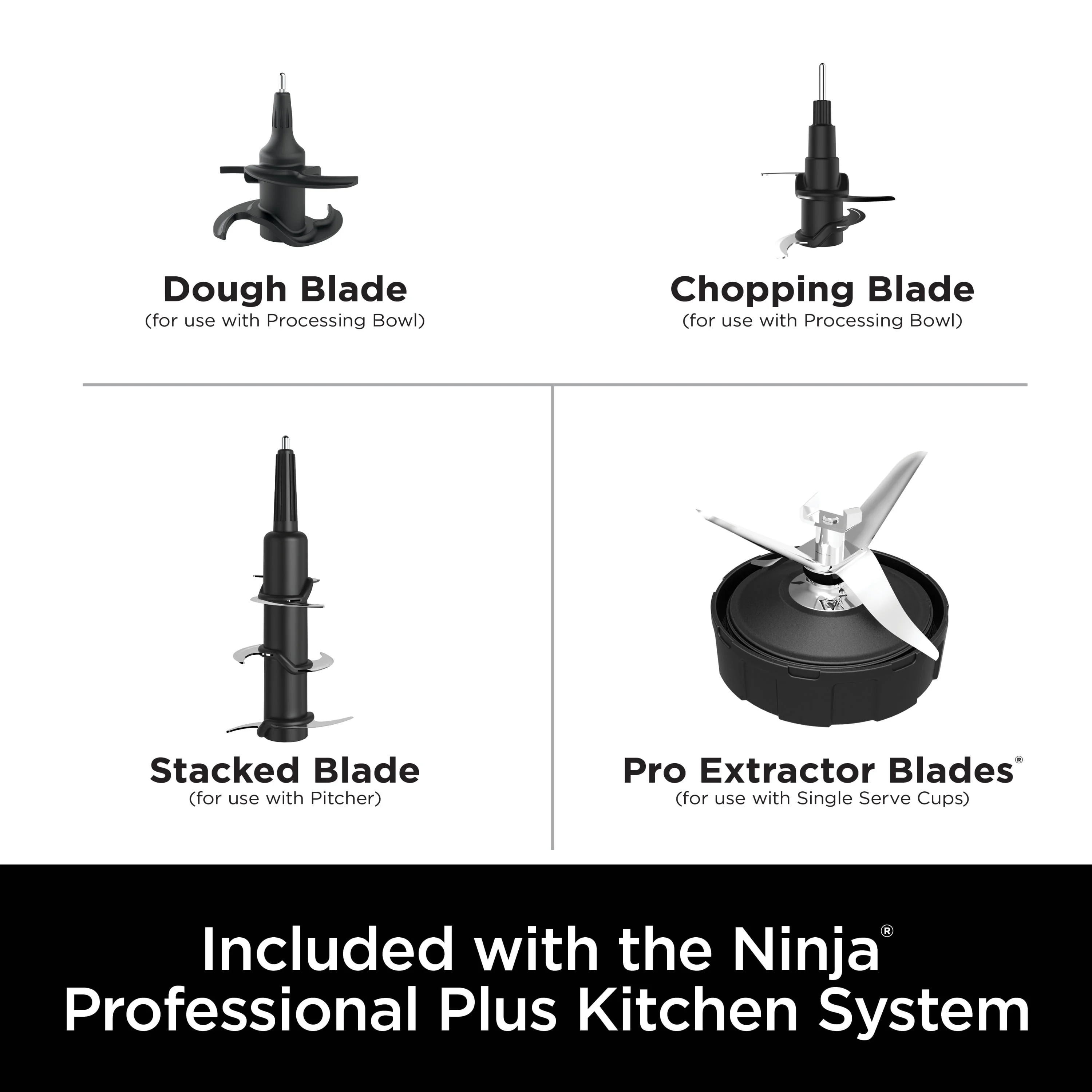 Ninja Professional Plus Kitchen System, 1400 Watts, 5 Presets for Smoothies, Chopping, Dough with Auto IQ, 72-oz.* Blender Pitcher, 64-oz. Processor Bowl, 24-oz. To-Go Cups, Black, BN800