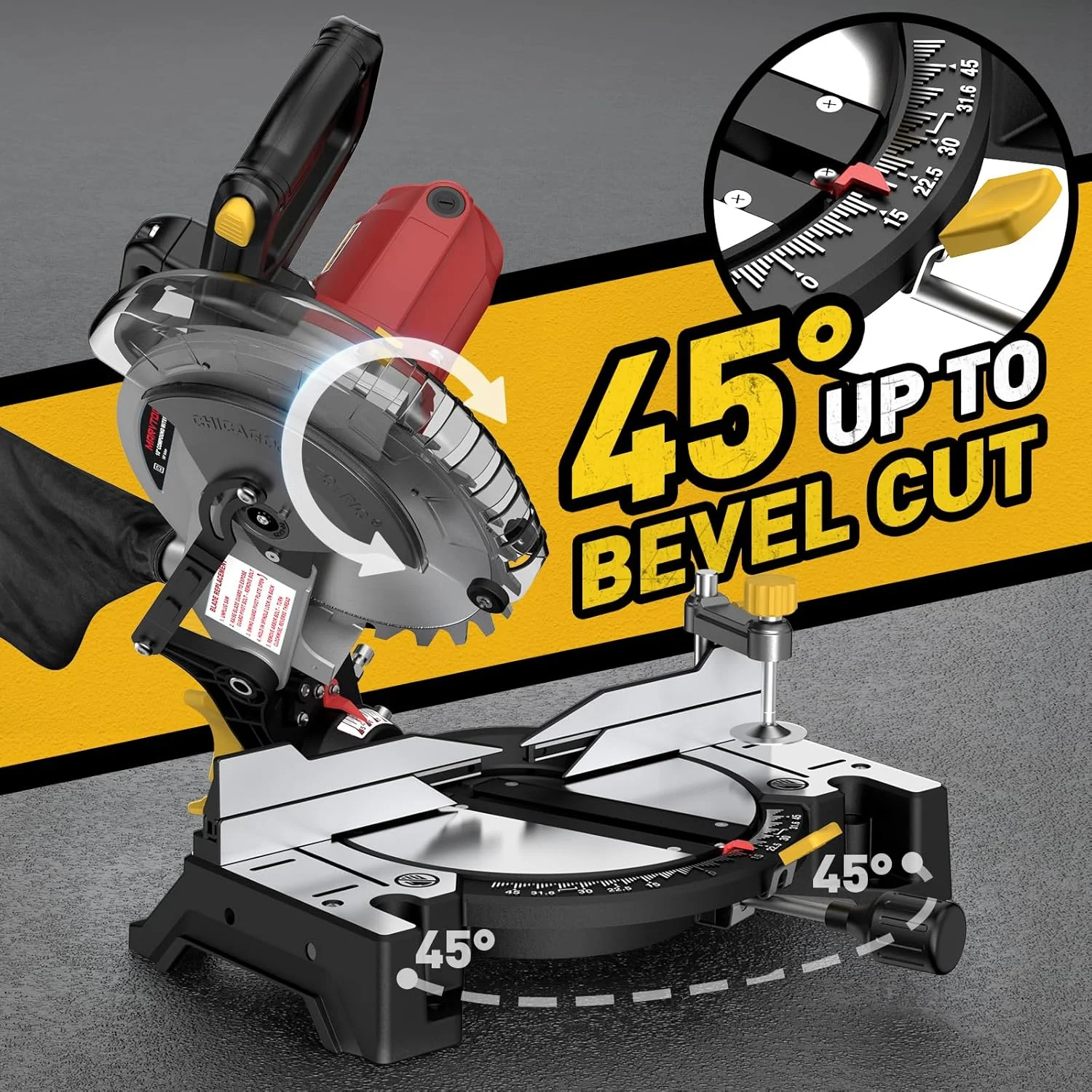 10-inch Compound Miter Saw 15 Amp Single Bevel 0-45�� with 36T Blade Power Saw