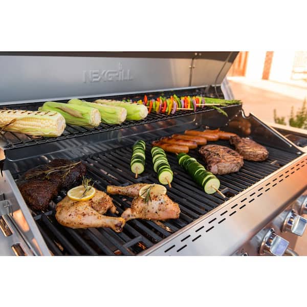 6-Burner Propane Gas Grill in Stainless Steel with Ceramic Searing Side Burner and Rotisserie Kit