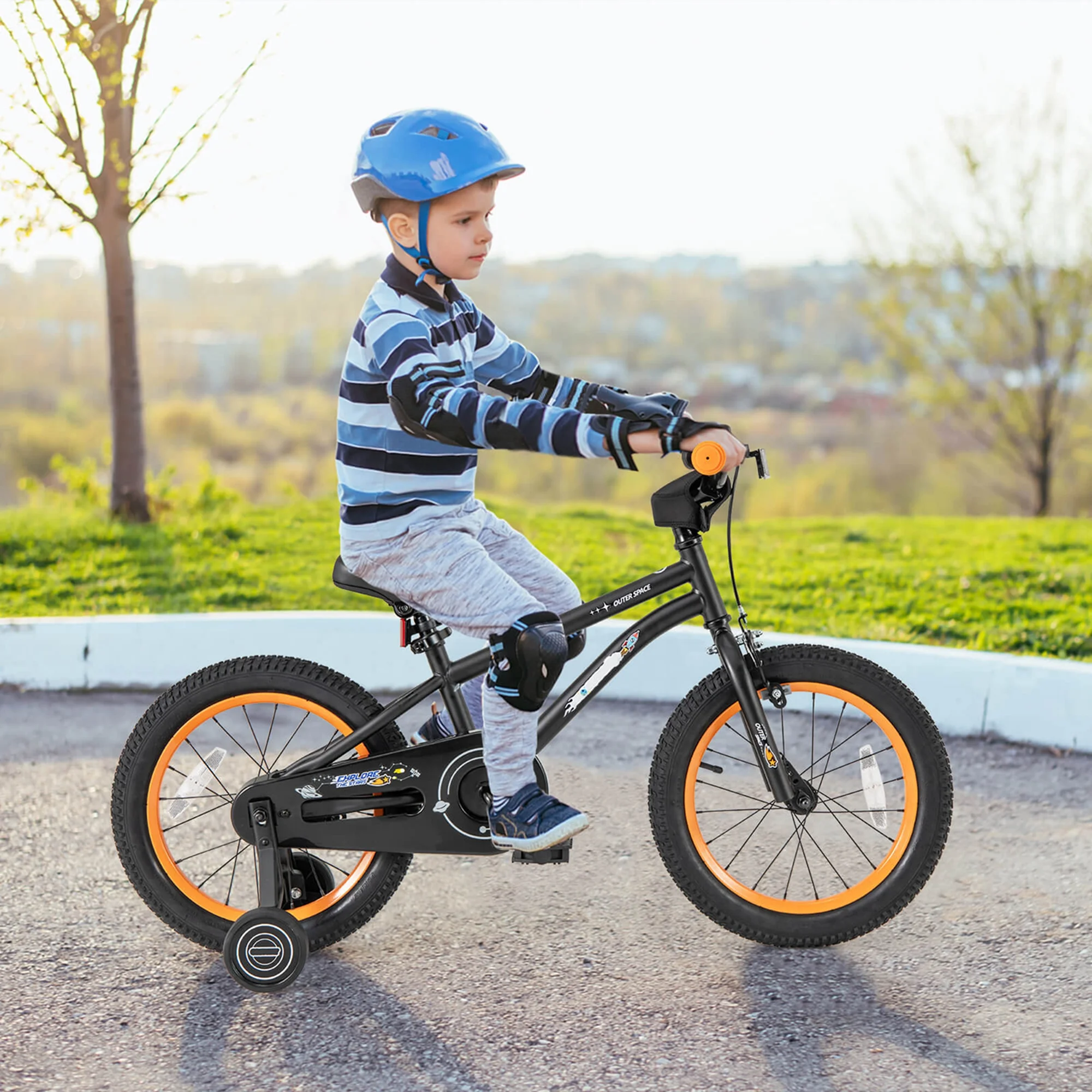 Costway 16-Inch Kid��s Bike for 4-7 Years Old with Adjustable Saddle & Anti-slip Handlebar Black