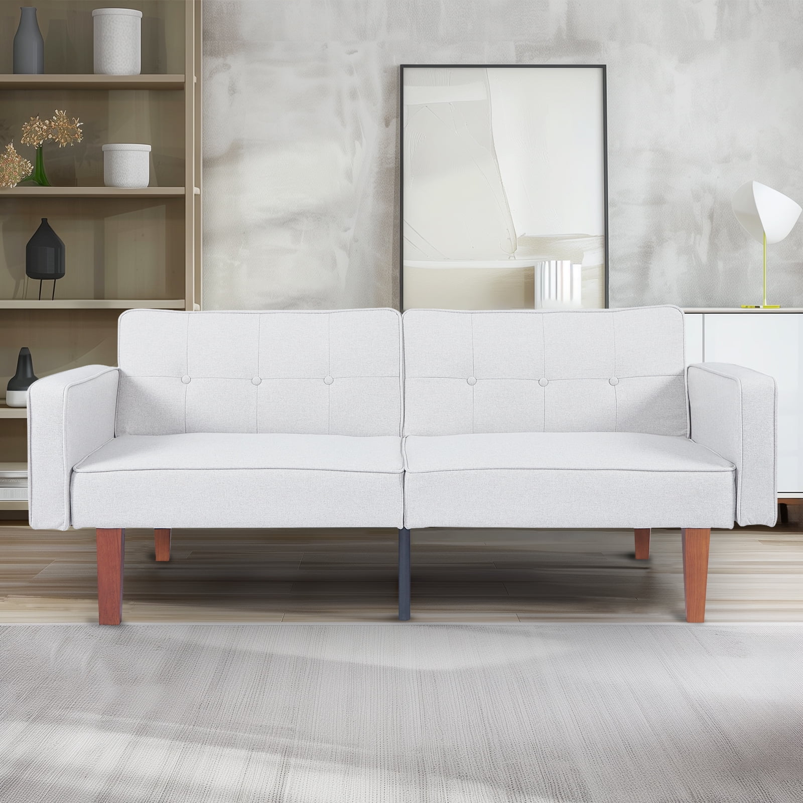 Sofa Bed, Convertible Memory Foam Futon Couch, Adjustable Sleeper Sofa Bed for Living Room, Gray